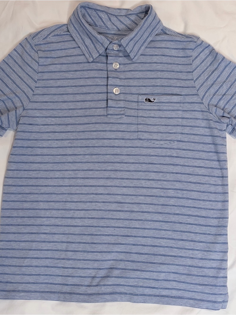 Vineyard Vines Blue & White Striped Edgartown Polo Sz 7 EUC